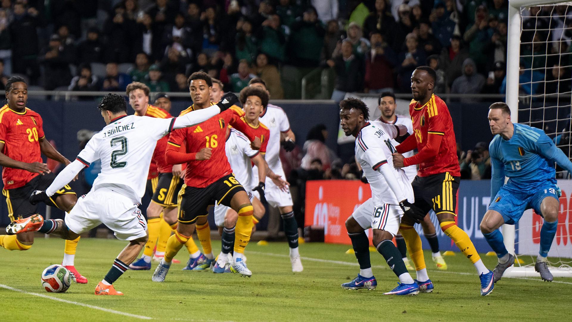 Jorge Sánchez le anotó a Bélgica en el segundo partido amistoso de México en la Fecha FIFA de marzo. Foto X: @miseleccionmx