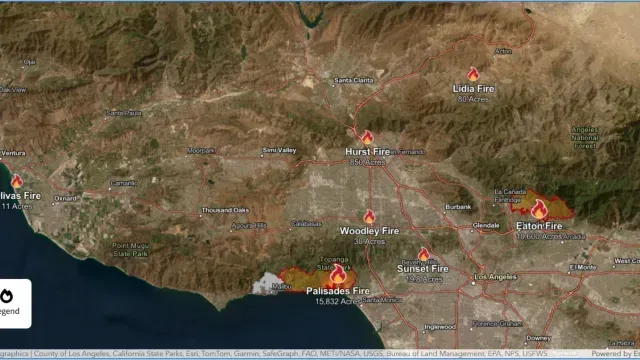 Incendios consumen distintos condados de Los Ángeles, California.