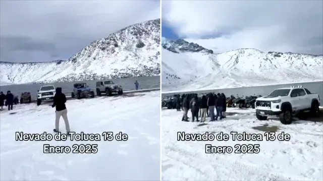 Camionetas todoterreno en el cráter del Nevado de Toluca