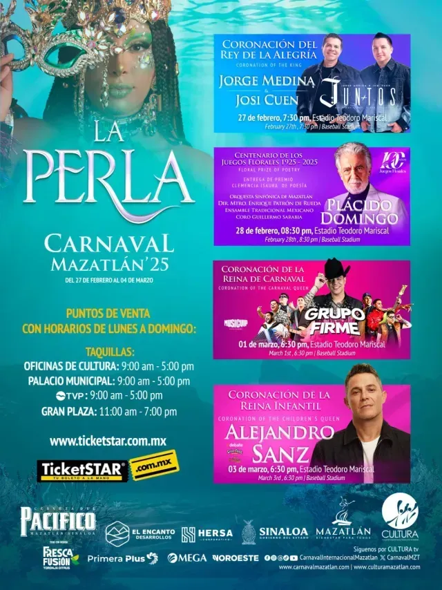 Carnaval Internacional Mazatlán 2025 cartelera artistas