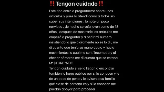 Mujer reporta acoso sexual en Puebla. Foto: Facebook Todos Somos Villa Frontera