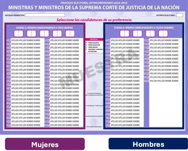 Boleta para elecciones en el Poder Judicial