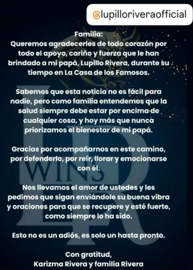 Karisma Rivera da mensaje sobre salud de su papá