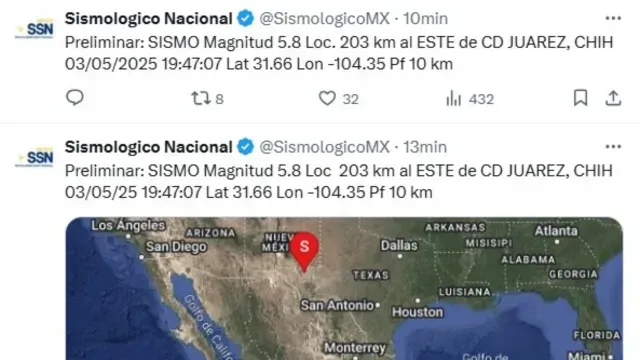 Así fue la información publicada por el Sismológico.