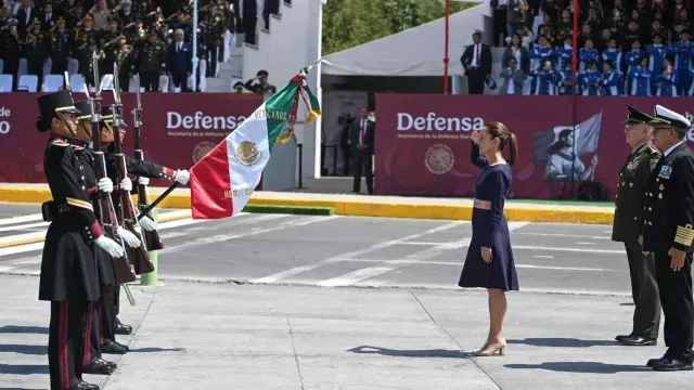 La presidenta Claudia Sheinbaum durante aniversario de la Batalla de Puebla