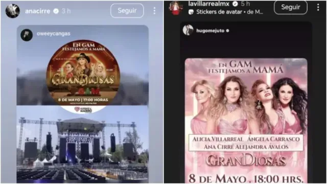 Artistas publicaron historias en sus redes sociales sobre el evento Gran Diosas en la GAM