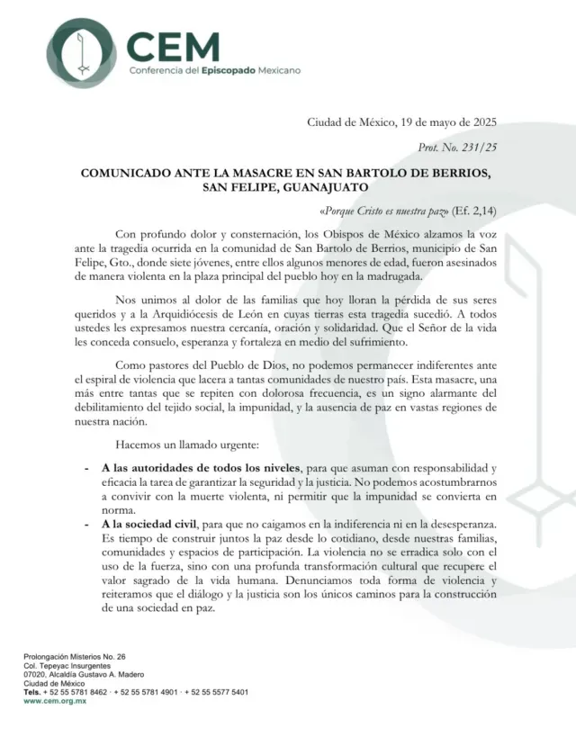 El Episcopado de México externó su postura.