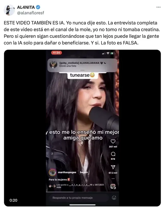 Alana Flores denuncia ser víctima de imágenes hechas con inteligencia artificial