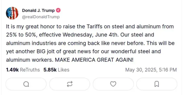 Donald Trump anuncia aumento en aranceles al acero