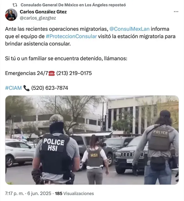 Consulado de México en Los Ángeles publica números para familiares de migrantes