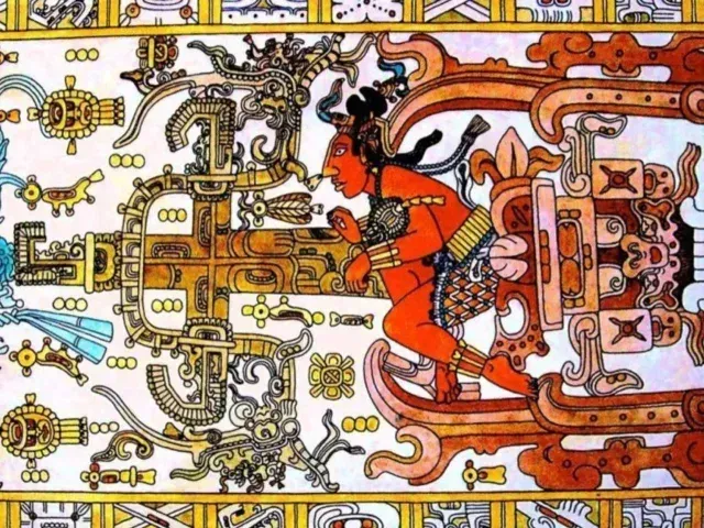 Estela del sarcófago de Pakal El Grande, encontrada en Palenque