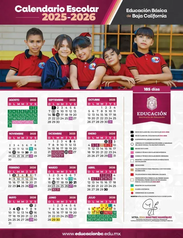 Calendario Escolar BC 2025-2026