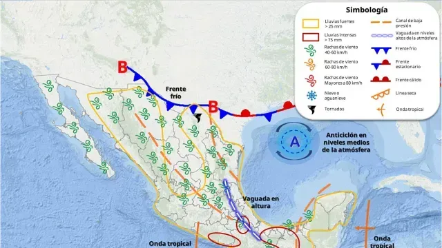Trayectoria prevista del primer frente frío en México. Foto: SMN