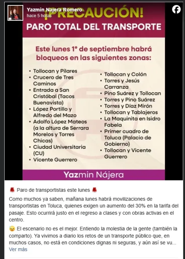 Paro Transportistas 1 de Septiembre 2025