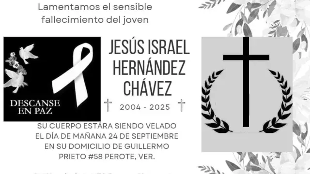 Se informó que el joven estudiante sería velado este miércoles 24 de septiembre en su domicilio ubicado en Perote.