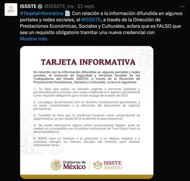 Credencial Pensionado ISSSTE 2025