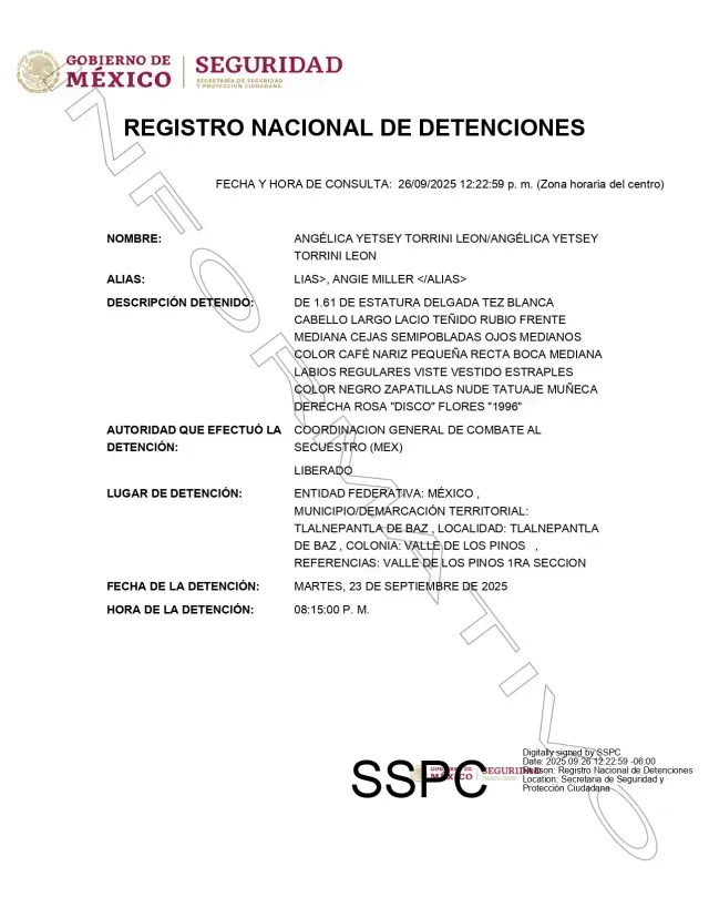 Foto: Registro Nacional de Búsqueda