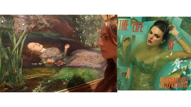 Pintura Ophelia y portada de Taylor Swift.