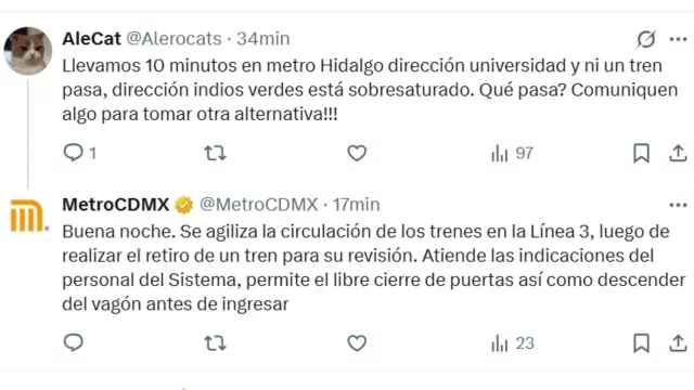Línea 3 del Metro. Foto: Metro CDMX