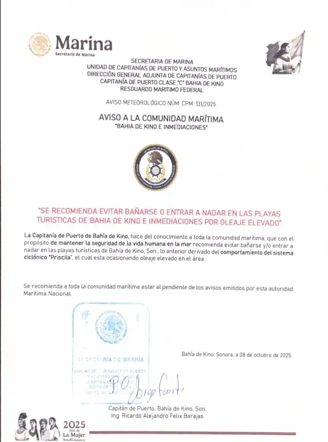Cierran playa de Bahía de Kino