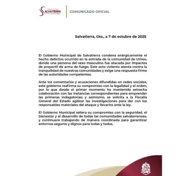 Así se pronunció el Gobierno Municipal de Salvatierra tras el ataque a Don Nico. Foto: Gobierno Municipal de Salvatierra