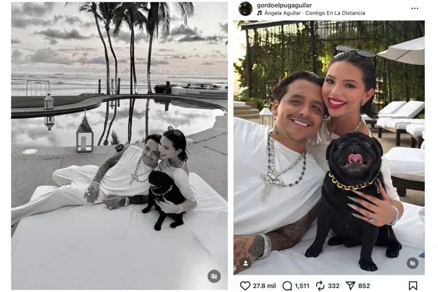 Christian Nodal y Ángela Aguilar en el cumpleaños 22 de la cantante.