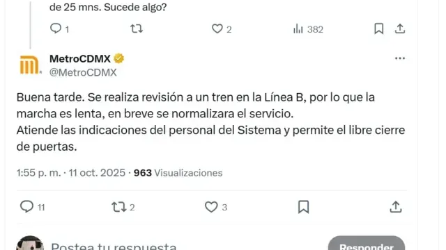 Metro anuncia retrasos en Línea B. Foto: Metro CDMX