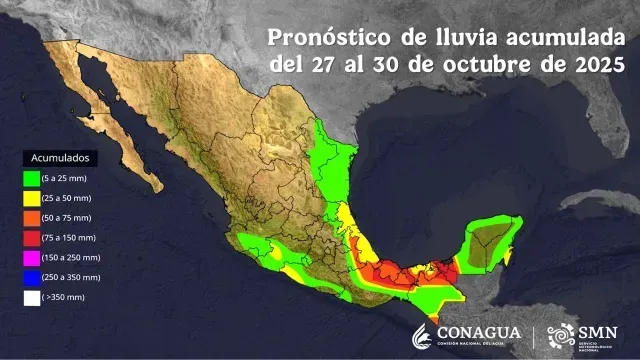Vuelven las lluvias al sureste de México en la última semana de octubre