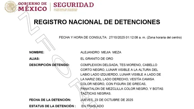"El granito de oro" fue detenido el pasado 23 de octubre.