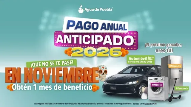 Pago Anual Anticipado de Agua en Puebla 2026