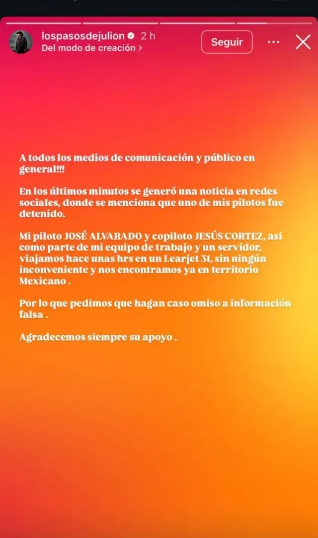 Julion alvarez reaccion piloto detenido stories