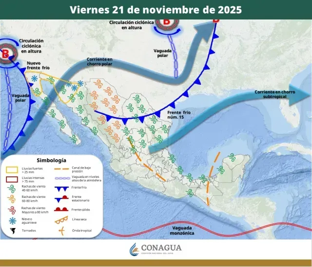 Mapa del nuevo frete frío 16. Foto: SMN