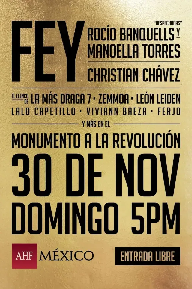 Cartel del concierto del 30 de noviembre en el Monumento a la Revolución