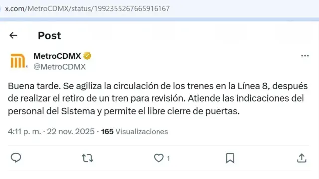 Comunicado del Metro CDMX. Foto: MetroCDMX
