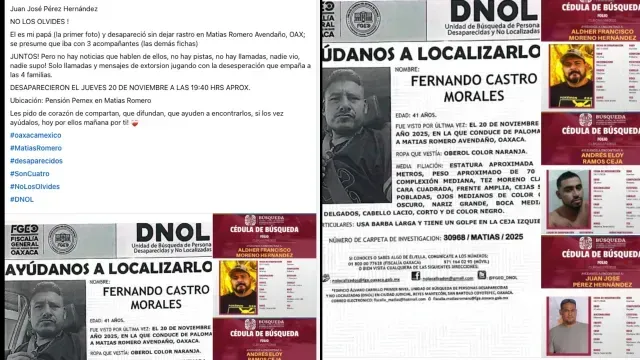 Publicación en redes de presunta hija de desaparecido