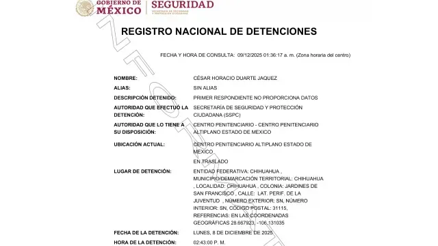 El exgobernador fue recapturado por su probable responsabilidad en el delito de operaciones con recursos de procedencia Ilícita. Foto: SSPC.