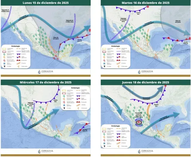 Mapas del pronóstico del clima en México. Foto: SMN