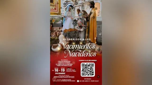 Cartelera del Recorrido a los Nacimientos Navideños 2025 en Puebla