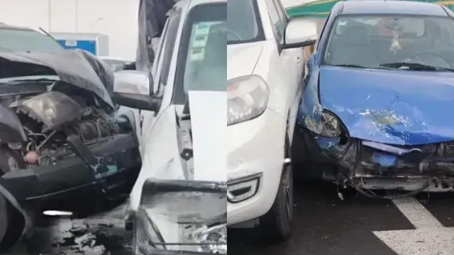 Choque entre varios vehículos en paso elevado de la Central de Abasto. Foto: X @ciudadano_pue