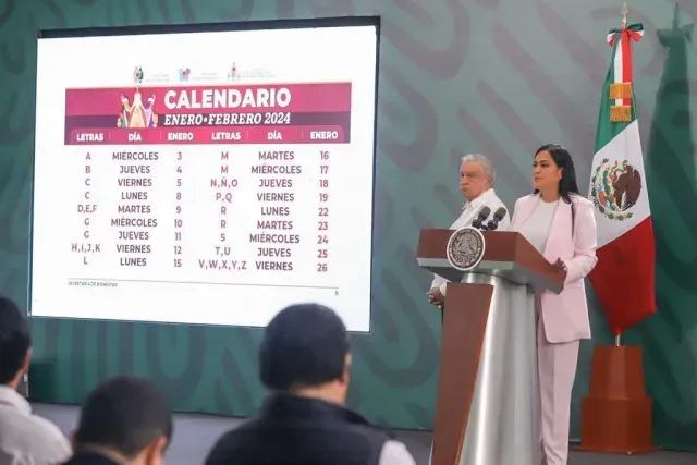 Ariadna Montiel Reyes muestra el calendario de pagos de enero 2024
