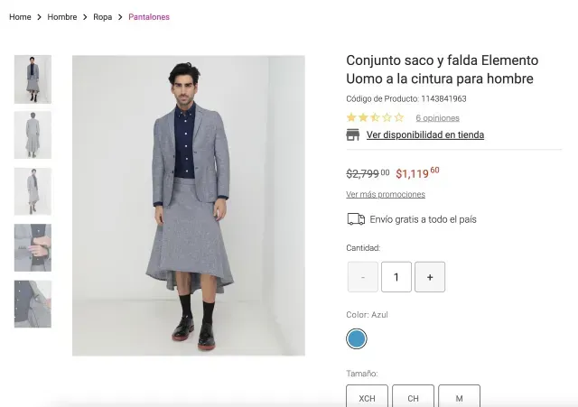 Falda para hombre de venta en Liverpool