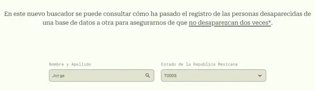 Buscador de 'Volver a Desaparecer'