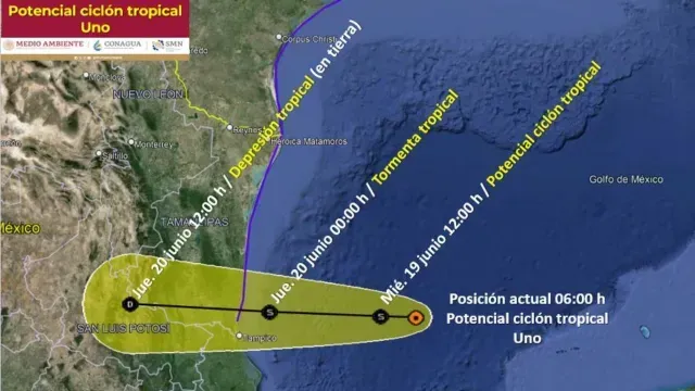 Trayectoria prevista del potencial ciclón tropical uno. Foto: SMN