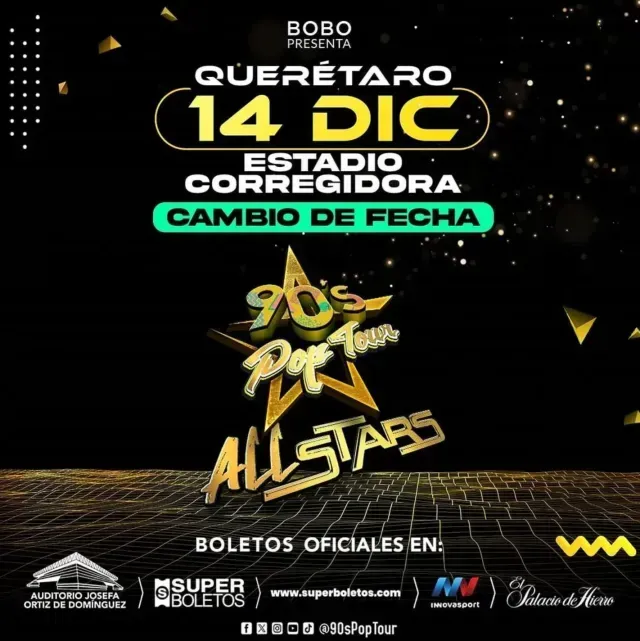 Nueva Fecha para los 90's Pop Tour en Querétaro. Foto: FB 90s Pop Tour