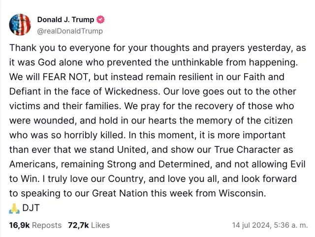 Mensaje de Trump
