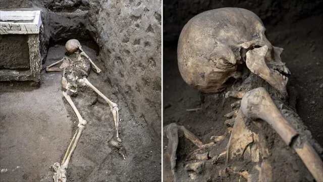 Restos de un hombre hallados en Pompeya