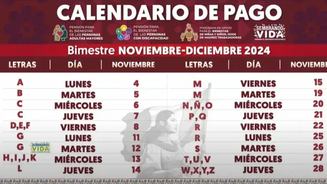 Calendario Pensión Bienestar Noviembre 2024