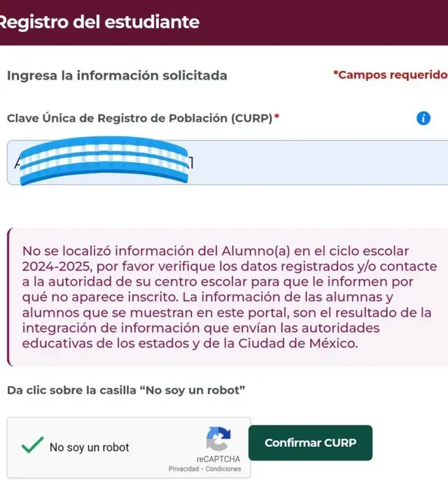 Error CURP Beca Rita Cetina 2024