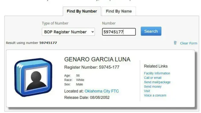 Ficha de estatus de transferencia de Genaro García Luna. Foto: BOP