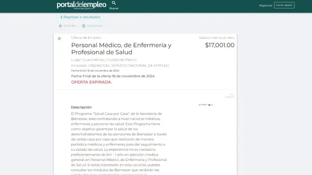 Oferta de empleo con sueldo para Salud Casa por Casa Bienestar